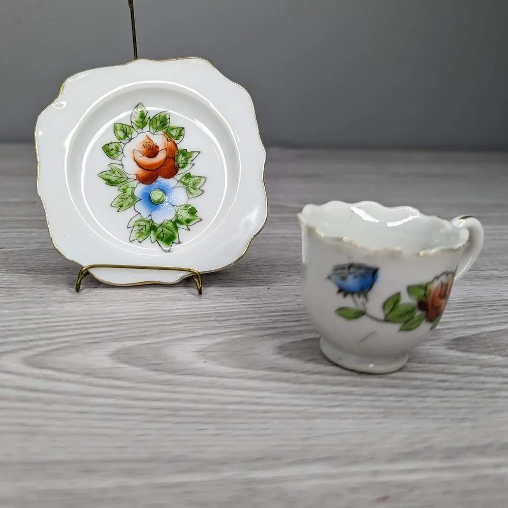 Vintage Miniature Floral Tea Cup & Saucer